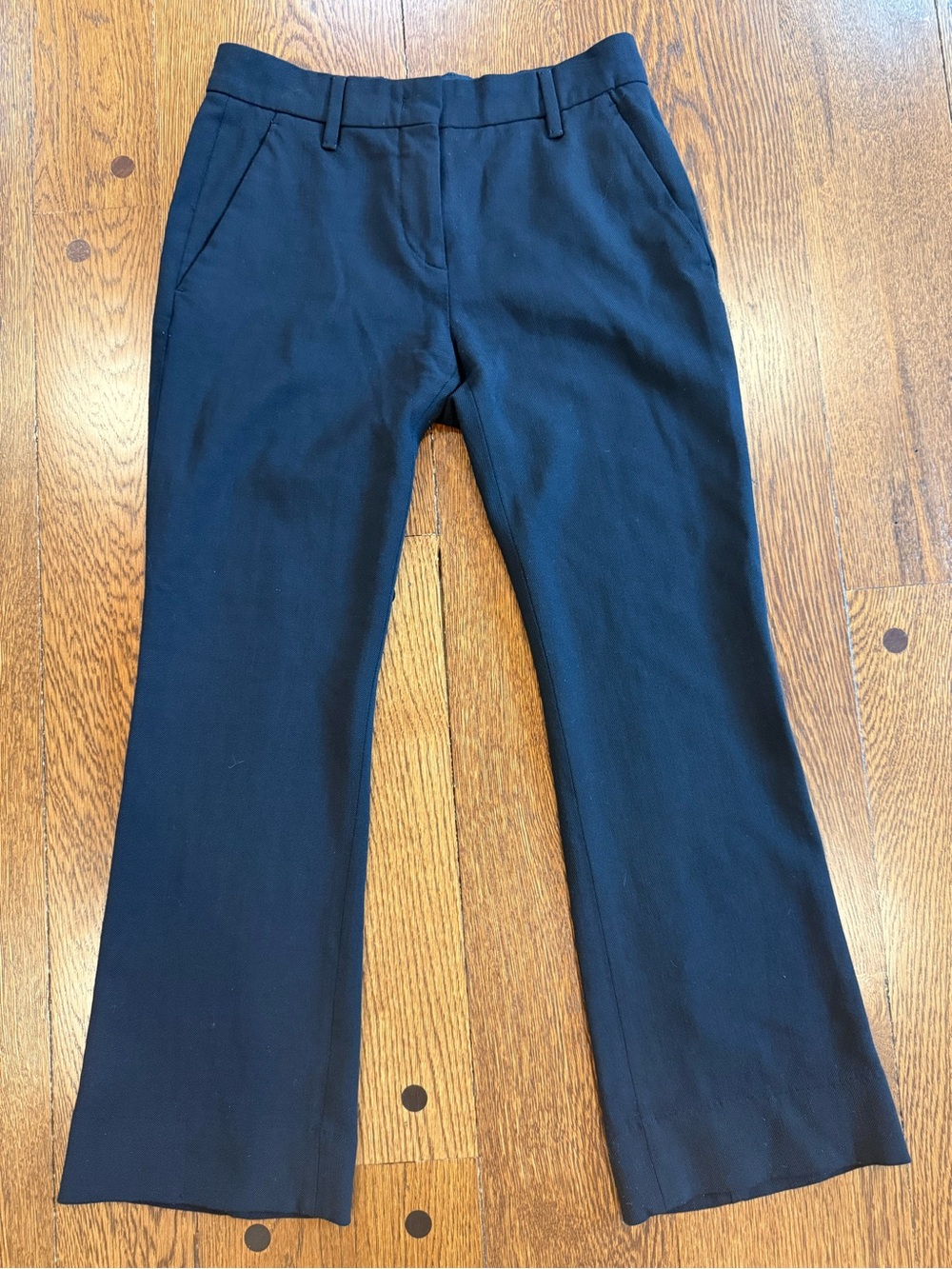 Prada Navy Virgin Wool Cropped Flare Trousers IT 36